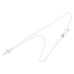 スタージュエリー K18WG ホワイトゴールド ダイヤモンド0.16ct クロス 十字架 モチーフ ネックレス レディース STAR JEWELRY 【中古】