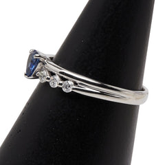 Pt900 プラチナ サファイア0.41ct ダイヤ0.21ct ハートモチーフ リング 指輪 レディース 12.5号 【中古】