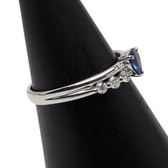 Pt900 プラチナ サファイア0.41ct ダイヤ0.21ct ハートモチーフ リング 指輪 レディース 12.5号 【中古】