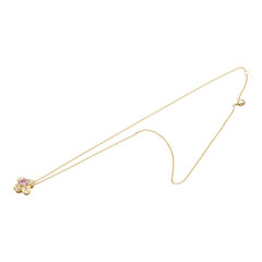 K18YG イエローゴールド ピンクサファイア0.663ct ダイヤ0.27ct フラワー 花 モチーフ ネックレス レディース 【中古】