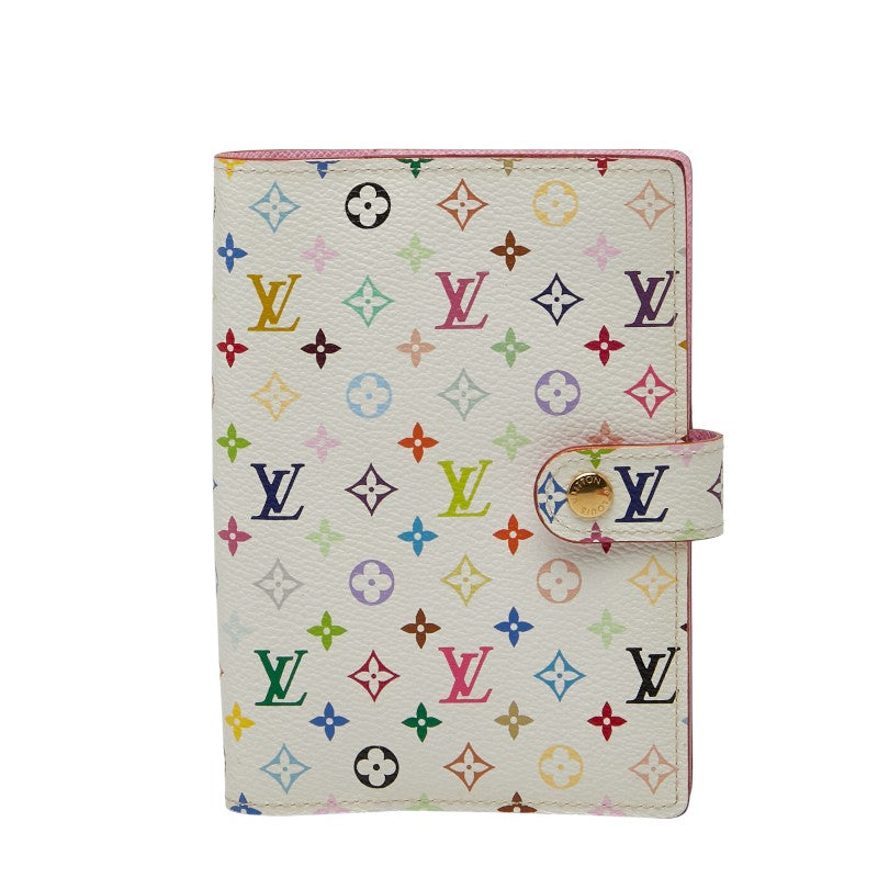 ルイ ヴィトン モノグラム マルチカラー アジェンダPM 手帳カバー R21074 ホワイト マルチカラー PVC レザー レディース LOUIS VUITTON 【中古】