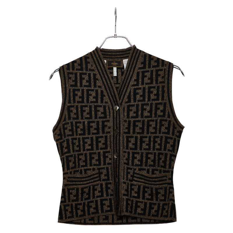 フェンディ ズッカ ベスト サイズ：40 ブラウン ブラック ウール レディース FENDI 【中古】