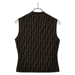 フェンディ ズッカ ベスト サイズ：40 ブラウン ブラック ウール レディース FENDI 【中古】