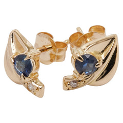 K18YG イエローゴールド サファイア ダイヤ ピアス レディース 【中古】