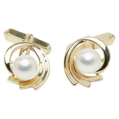 ミキモト K14YG イエローゴールド アコヤパール8ｍｍ カフス カフリンクス レディース MIKIMOTO 【中古】