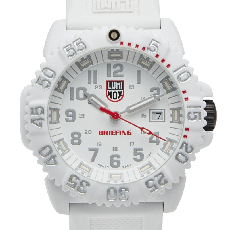 ルミノックス ×ブリーフィング NAVY SEAL COLORMARK 3050 SERIES 腕時計 3057 クオーツ ホワイト文字盤 ステンレススチール ラバー メンズ LUMINOX 【中古】