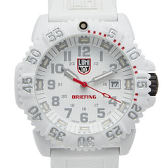 ルミノックス ×ブリーフィング NAVY SEAL COLORMARK 3050 SERIES 腕時計 3057 クオーツ ホワイト文字盤 ステンレススチール ラバー メンズ LUMINOX 【中古】