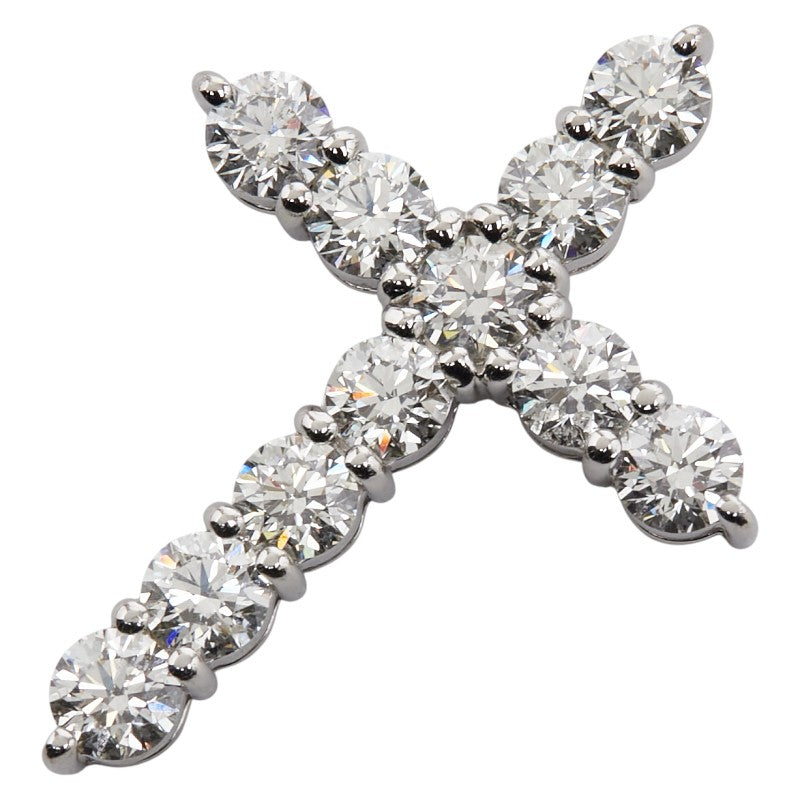 Pt900 プラチナ ダイヤ3.002ct 十字架 クロス モチーフ ペンダントトップ レディース 【中古】