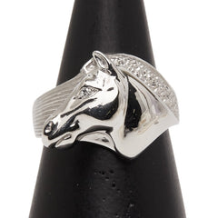 Pt900 プラチナ ダイヤ 馬 ホース モチーフ リング 指輪 レディース 13.5号 【中古】