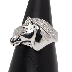 Pt900 プラチナ ダイヤ 馬 ホース モチーフ リング 指輪 レディース 13.5号 【中古】