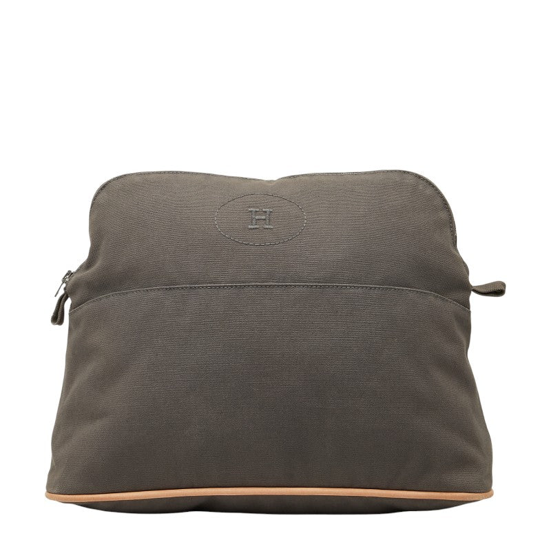 エルメス ボリードポーチGM ポーチ グレー ブラウン コットン レディース HERMES 【中古】
