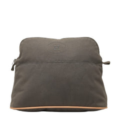 エルメス ボリードポーチGM ポーチ グレー ブラウン コットン レディース HERMES 【中古】