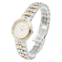 エルメス オリンピア 腕時計 クオーツ ベージュ文字盤 ステンレススチール メッキ レディース HERMES 【中古】