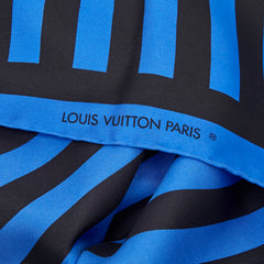 ルイ ヴィトン × ソル ルウィット スカーフ ブルー ブラック シルク レディース LOUIS VUITTON 【中古】