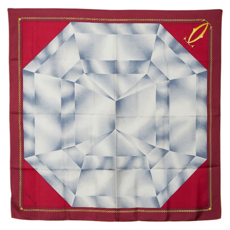 カルティエ スカーフ レッド マルチカラー シルク レディース CARTIER 【中古】