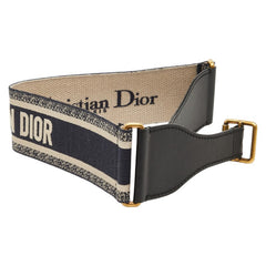 ディオール ベルト サイズ：75 ネイビー ベージュ キャンバス レザー レディース Dior 【中古】