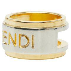 フェンディ ロゴ スカーフリング ゴールド シルバー メッキ メタル レディース FENDI 【中古】