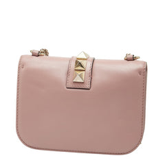 ヴァレンティノ スタッズ チェーン ショルダーバッグ ピンク レザー レディース VALENTINO 【中古】