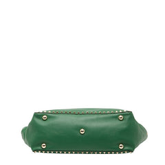 ヴァレンティノ スタッズ ショルダーバッグ トートバッグ 2WAY グリーン レザー レディース VALENTINO 【中古】