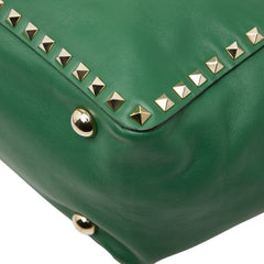 ヴァレンティノ スタッズ ショルダーバッグ トートバッグ 2WAY グリーン レザー レディース VALENTINO 【中古】