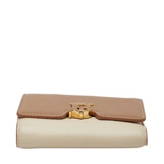 バーバリー TBロゴ 三つ折り財布 ベージュ ホワイト レザー レディース BURBERRY 【中古】
