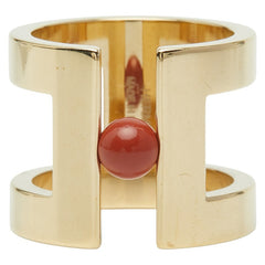 エルメス Hペルル スカーフリング ゴールド ブラウン メッキ レディース HERMES 【中古】