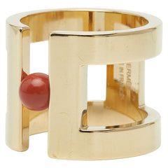 エルメス Hペルル スカーフリング ゴールド ブラウン メッキ レディース HERMES 【中古】