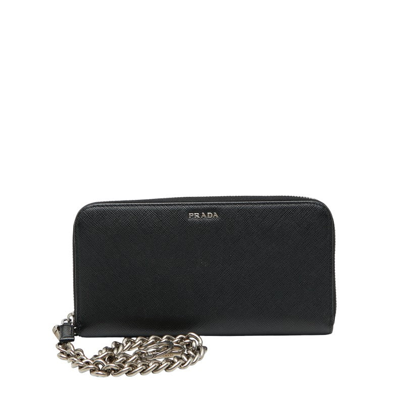 プラダ チェーン 長財布 2ML317 ブラック サフィアーノレザー レディース PRADA 【中古】