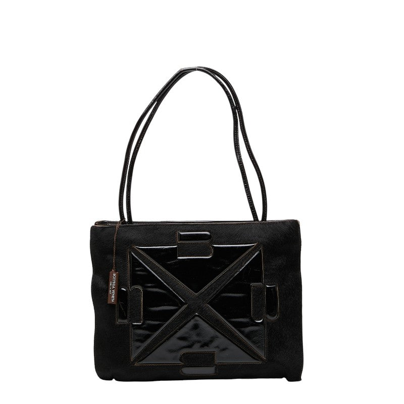 ボッテガヴェネタ ハンドバッグ ブラック ハラコ パテントレザー レディース BOTTEGAVENETA 【中古】