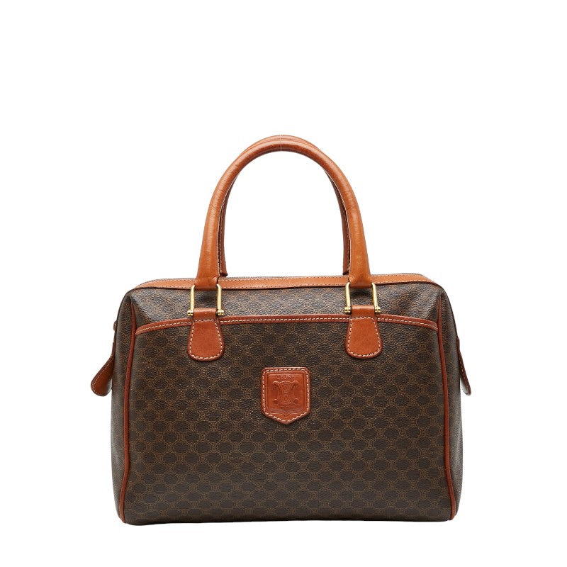 セリーヌ マカダム ハンドバッグ ミニボストンバッグ ブラウン PVC レザー レディース CELINE 【中古】