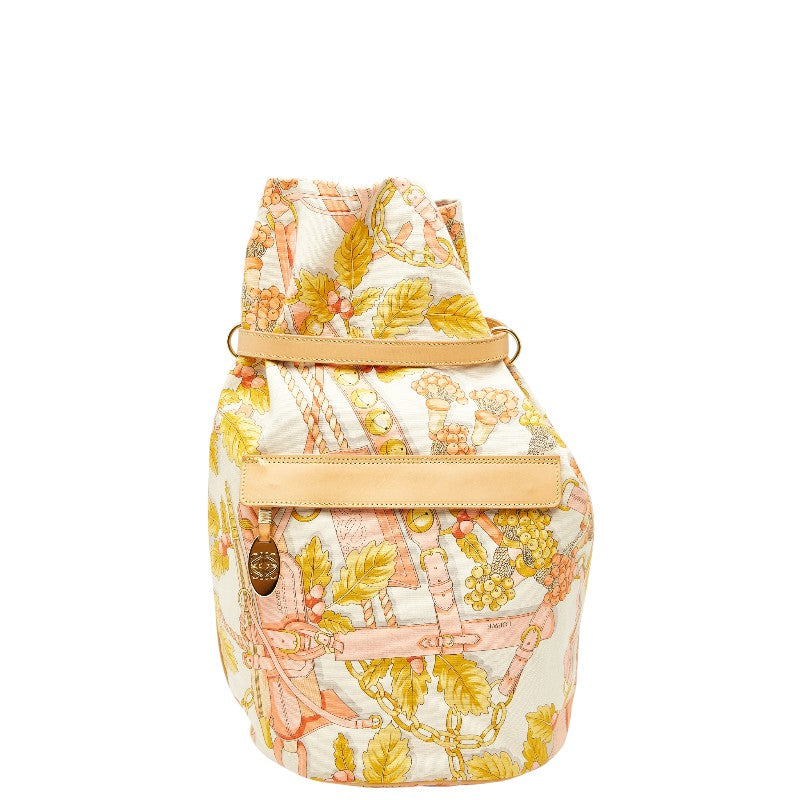 ロエベ アナグラム ボタニカル モチーフ 肩掛 トートバッグ ショルダーバッグ ベージュ マルチカラー キャンバス レザー レディース LOEWE 【中古】