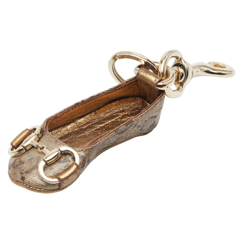 グッチ GGキャンバス ホースビット シューズ チャーム バッグチャーム キーホルダー ベージュ ゴールド キャンバス メッキ レディース GUCCI 【中古】