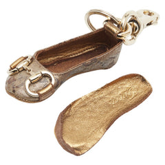 グッチ GGキャンバス ホースビット シューズ チャーム バッグチャーム キーホルダー ベージュ ゴールド キャンバス メッキ レディース GUCCI 【中古】