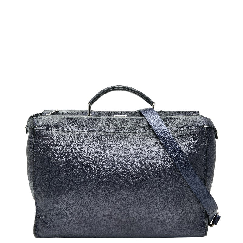 フェンディ セレリア ピーカブー フィット バグズアイ モンスター ビジネスバッグ ショルダーバッグ 2WAY ネイビー レザー レディース FENDI 【中古】