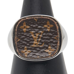 ルイ ヴィトン バーグ モノグラム パドロック リング 指輪 #L M00516 シルバー ブラウン メタル PVC メンズ LOUIS VUITTON 【中古】