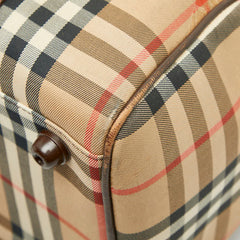 バーバリー ノバチェック シャドーホース ハンドバッグ ミニボストンバッグ ブラウン キャンバス レザー レディース BURBERRY 【中古】