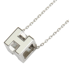 エルメス カージュ ド アッシュ Hキューブ ネックレス シルバー アイボリー メタル レディース HERMES 【中古】
