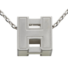 エルメス カージュ ド アッシュ Hキューブ ネックレス シルバー アイボリー メタル レディース HERMES 【中古】