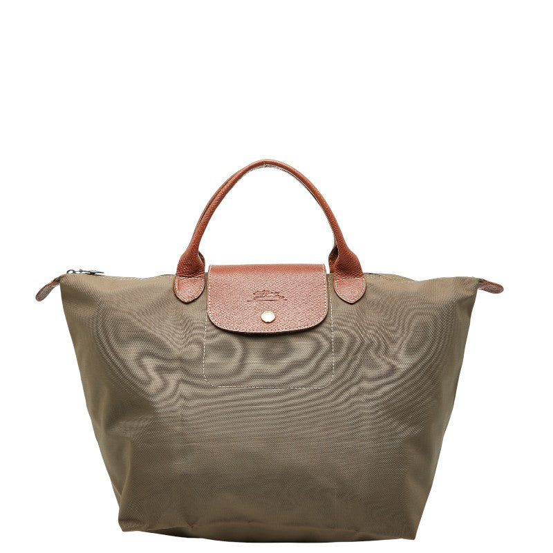 ロンシャン LE PLIAGE ORIGINAL ル プリアージュ M ハンドバッグ トートバッグ カーキグリーン ナイロン レザー レディース Longchamp 【中古】