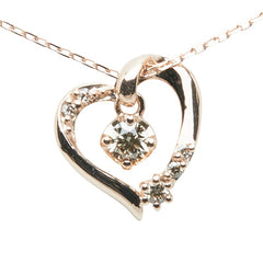 カナルヨンドシー K10PG ピンクゴールド ダイヤ ハート モチーフ ペンダントネックレス レディース canal4℃ 【中古】