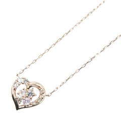 ヨンドシー K10PG ピンクゴールド 色石 ダイヤ ハート スター モチーフ ペンダントネックレス レディース 4℃ 【中古】