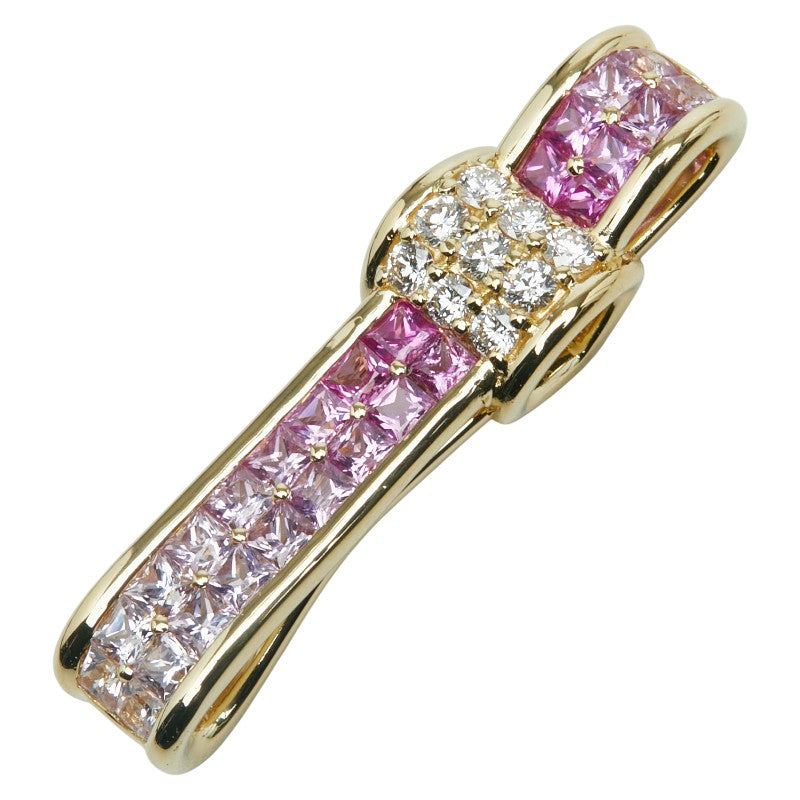 ジュネ ゴールド ピンク K18YG イエローゴールド サファイア1.85ct ダイヤ0.32ct ペンダントトップ レディース JUNE 【中古】