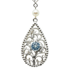 K18WG ホワイトゴールド ダイヤ トパーズ 淡水パール ペンダントネックレス レディース 【中古】