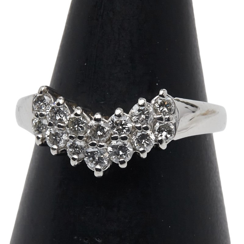 Pt900 プラチナ ダイヤ0.50ct V字リング 指輪 レディース 9.5号 【中古】