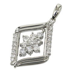 Pt900 プラチナ ダイヤ1.00ct ひし形 モチーフ ペンダントトップ レディース 【中古】
