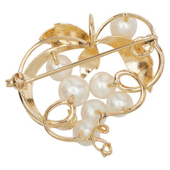 K18YG イエローゴールド アコヤパール5~6mm リーフ モチーフ ペンダント ブローチ レディース 【中古】