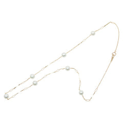 K18YG イエローゴールド アコヤパール6.5~7mm ステーションネックレス レディース 【中古】