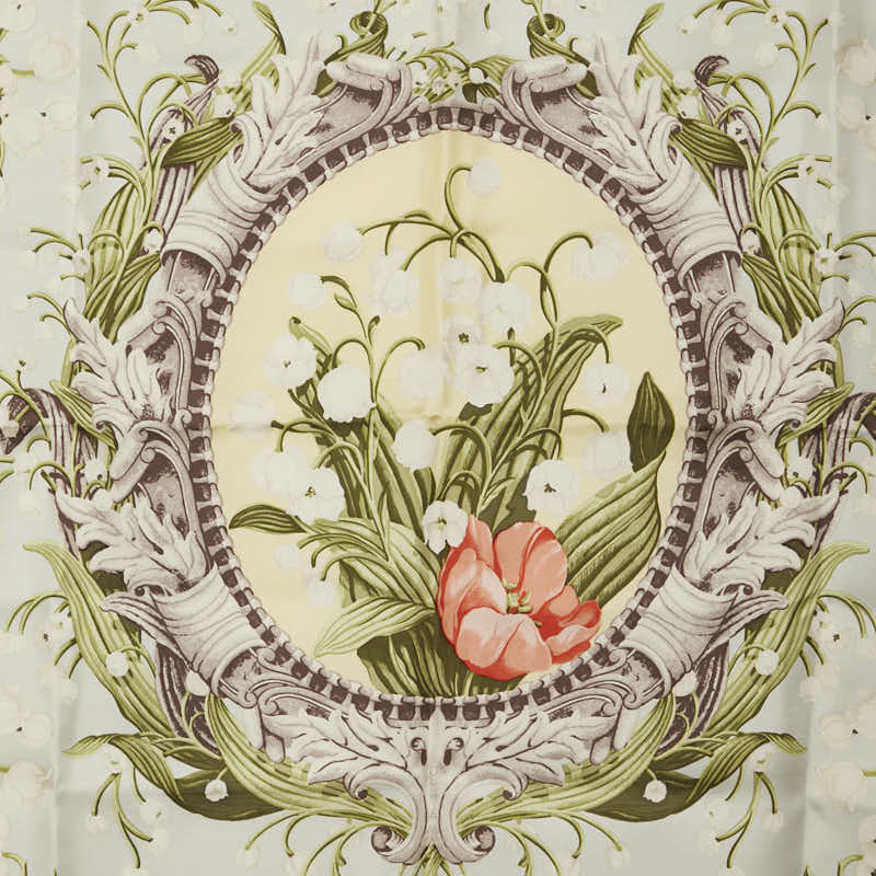 ディオール フラワー 花柄 スカーフ イエロー マルチカラー シルク レディース Dior 【中古】