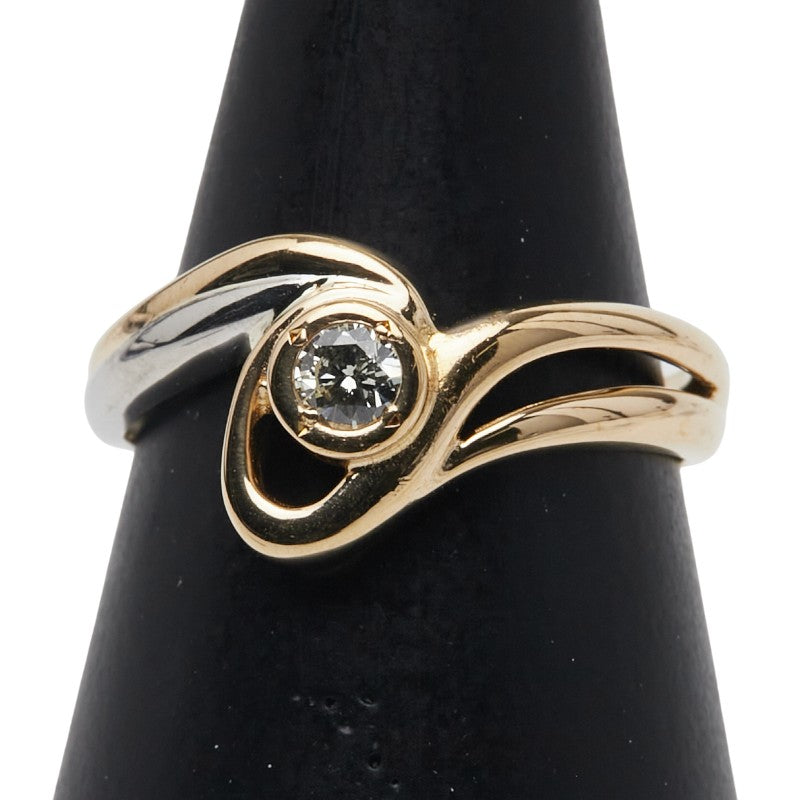 K18YG イエローゴールド Pt900 プラチナ コンビ ダイヤ0.11ct リング 指輪 レディース 12.5号 【中古】