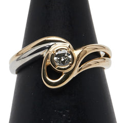 K18YG イエローゴールド Pt900 プラチナ コンビ ダイヤ0.11ct リング 指輪 レディース 12.5号 【中古】